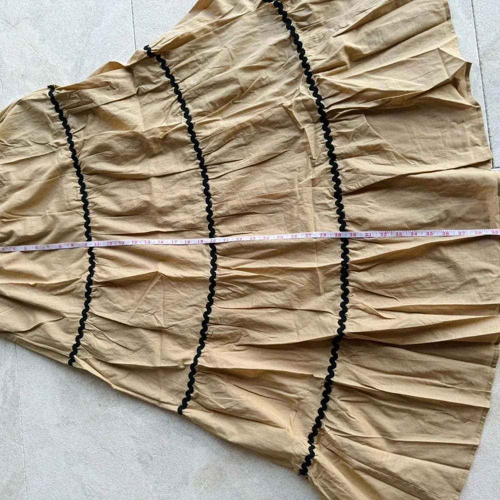 Maxi Dress Color Carmel nude Style trim tiered sleeveless. Brand New - Picture 8 of 11